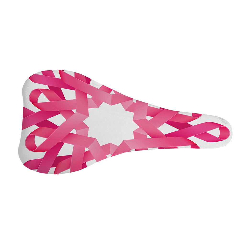 Pink Breast Cancer Ribbon Flower Print Bicycle Seat Cover