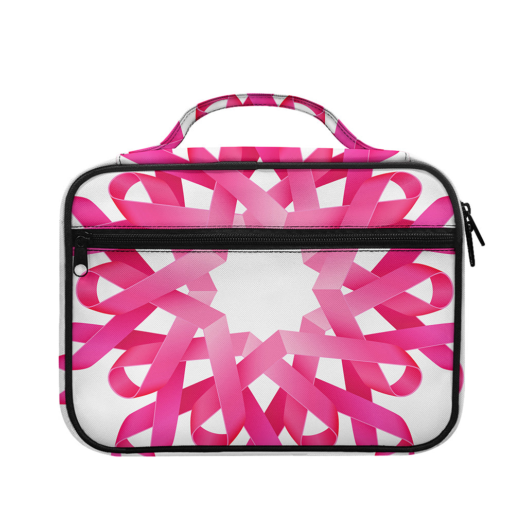 Pink Breast Cancer Ribbon Flower Print Briefcase Bible Bag