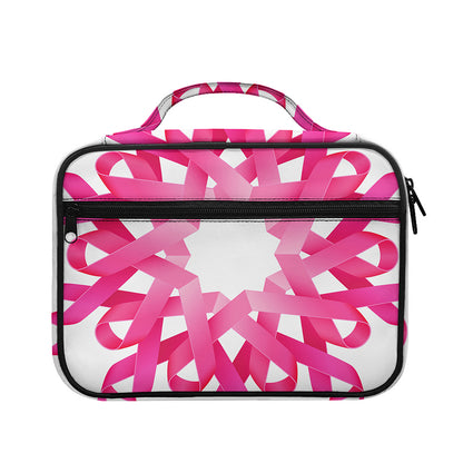 Pink Breast Cancer Ribbon Flower Print Briefcase Bible Bag