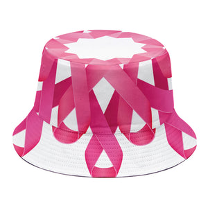 Pink Breast Cancer Ribbon Flower Print Bucket Hat