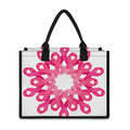 Pink Breast Cancer Ribbon Flower Print Canvas Tote Bag