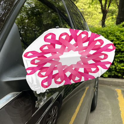 Pink Breast Cancer Ribbon Flower Print Car Side Mirror Covers