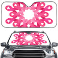 Pink Breast Cancer Ribbon Flower Print Car Windshield Sun Shade