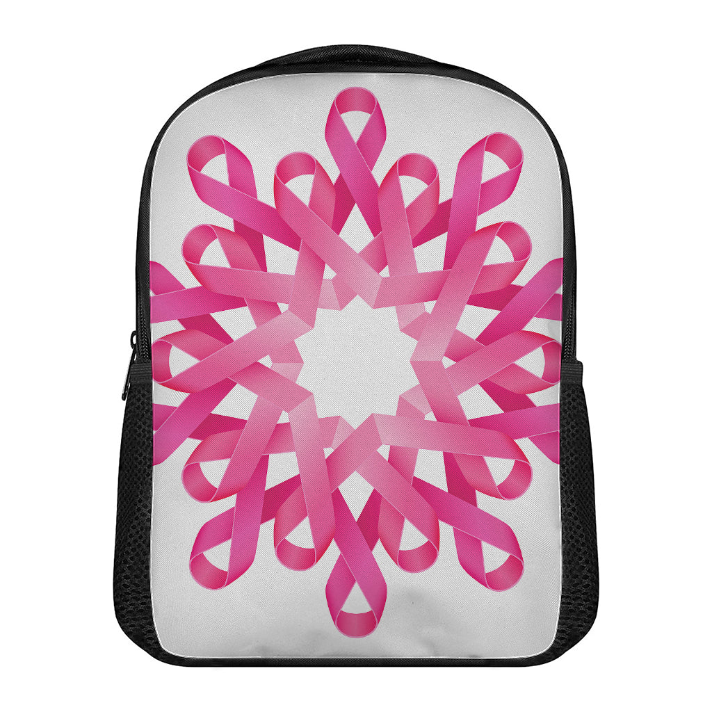 Pink Breast Cancer Ribbon Flower Print Casual Backpack