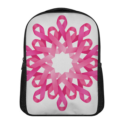 Pink Breast Cancer Ribbon Flower Print Casual Backpack