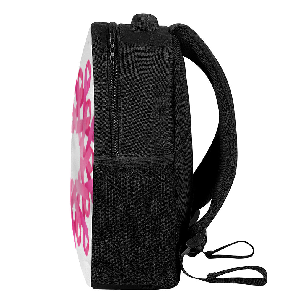 Pink Breast Cancer Ribbon Flower Print Casual Backpack
