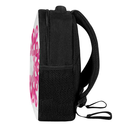 Pink Breast Cancer Ribbon Flower Print Casual Backpack