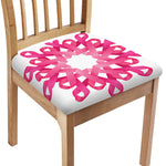 Pink Breast Cancer Ribbon Flower Print Chair Cushion Cover
