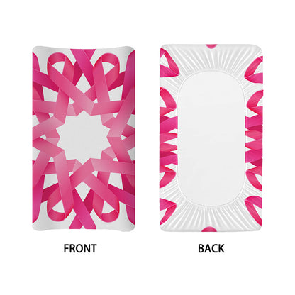 Pink Breast Cancer Ribbon Flower Print Changing Pad Cover