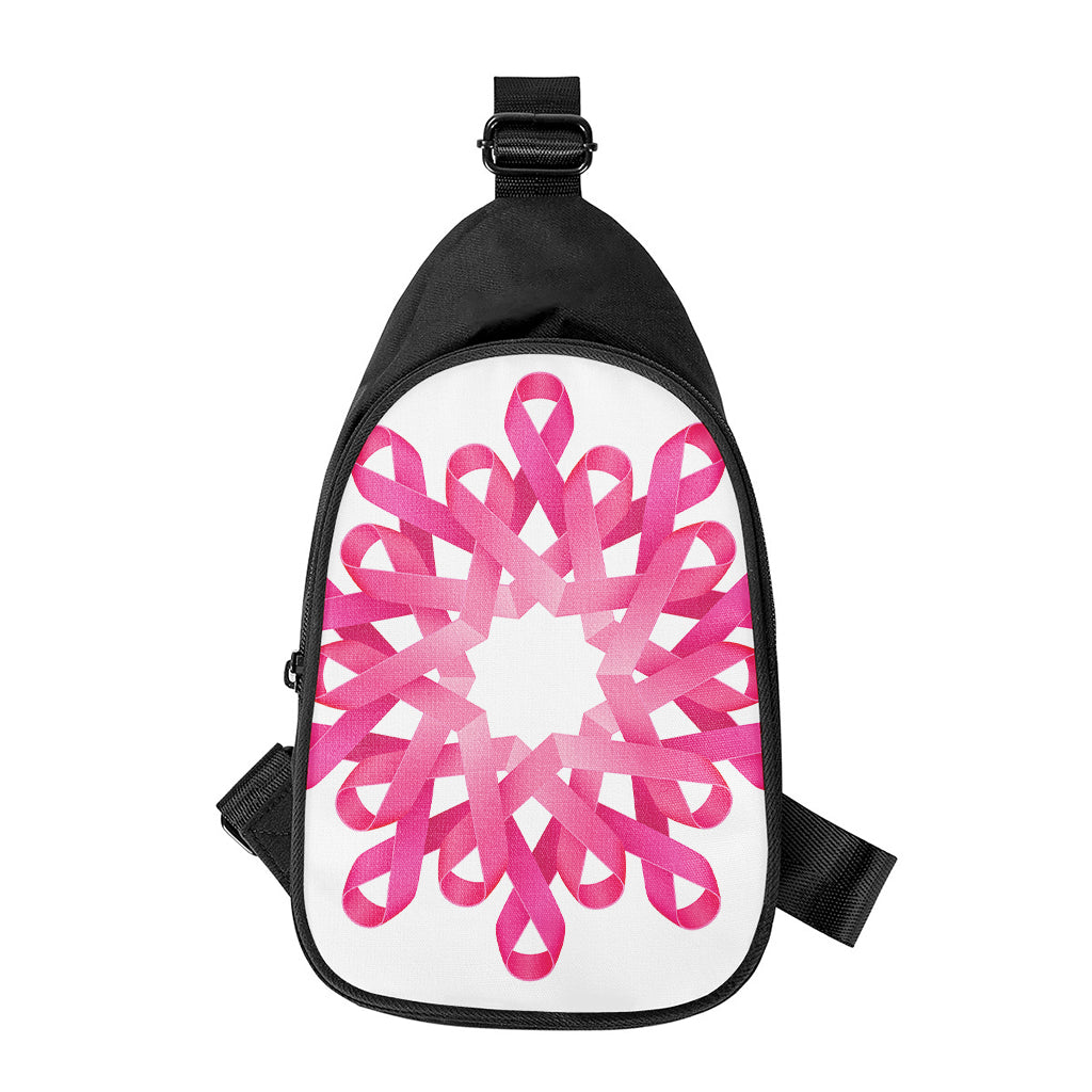 Pink Breast Cancer Ribbon Flower Print Chest Bag