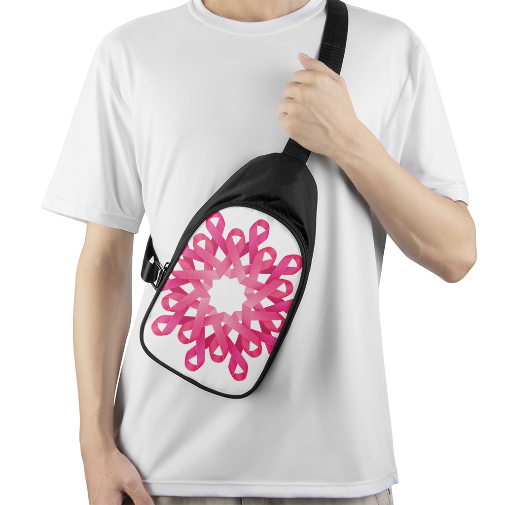 Pink Breast Cancer Ribbon Flower Print Chest Bag