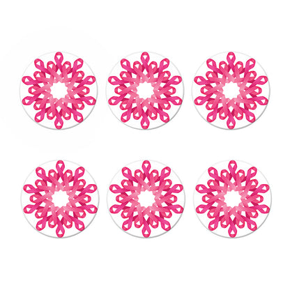 Pink Breast Cancer Ribbon Flower Print Coaster Set