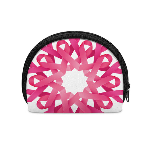 Pink Breast Cancer Ribbon Flower Print Coin Purse