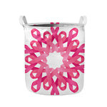 Pink Breast Cancer Ribbon Flower Print Collapsible Laundry Basket
