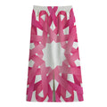 Pink Breast Cancer Ribbon Flower Print Cotton Front Slit Maxi Skirt
