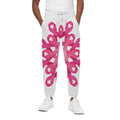 Pink Breast Cancer Ribbon Flower Print Cotton Sweatpants