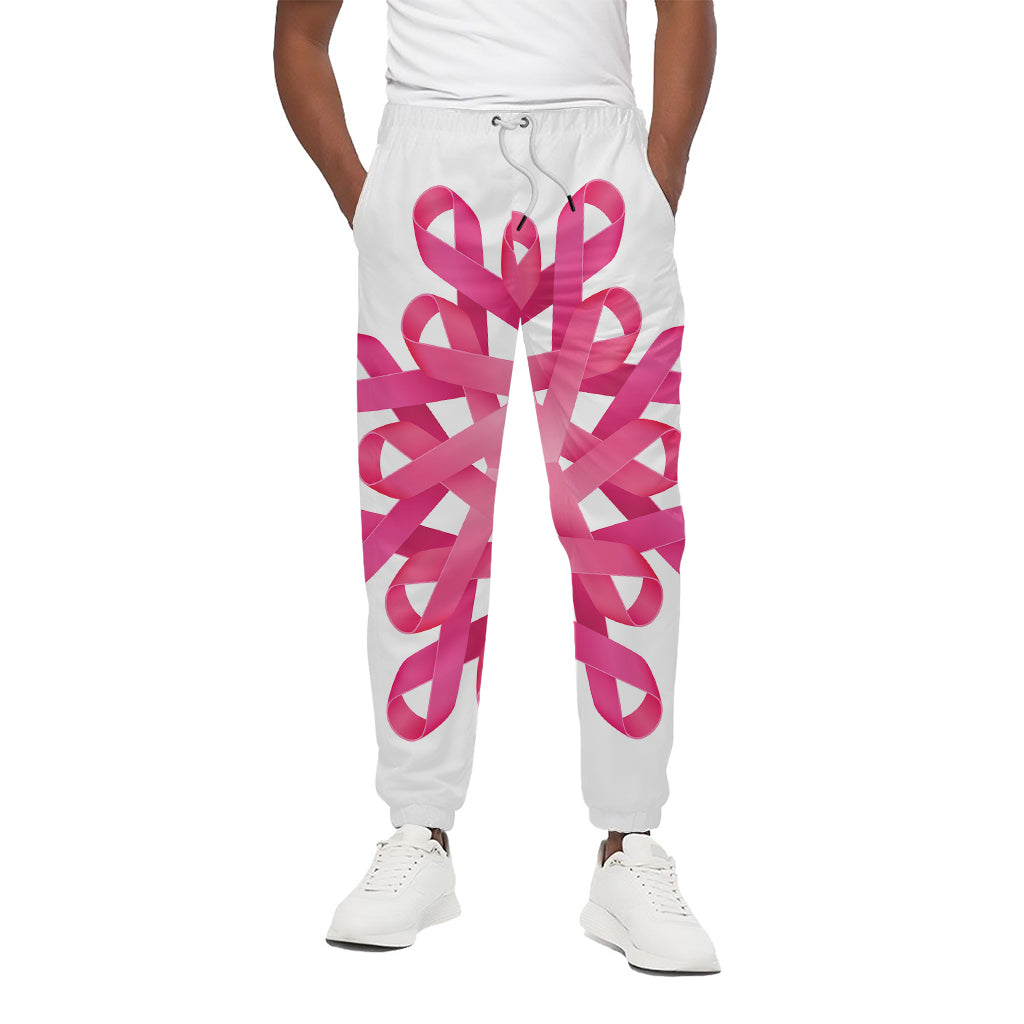 Pink Breast Cancer Ribbon Flower Print Cotton Pants