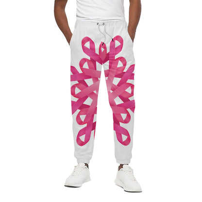 Pink Breast Cancer Ribbon Flower Print Cotton Pants