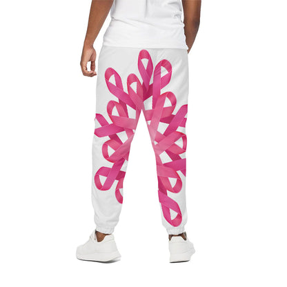 Pink Breast Cancer Ribbon Flower Print Cotton Pants