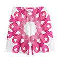 Pink Breast Cancer Ribbon Flower Print Cotton Shorts