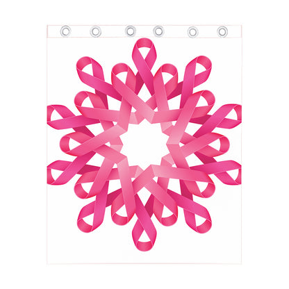 Pink Breast Cancer Ribbon Flower Print Curtain
