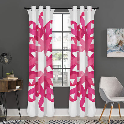 Pink Breast Cancer Ribbon Flower Print Curtain