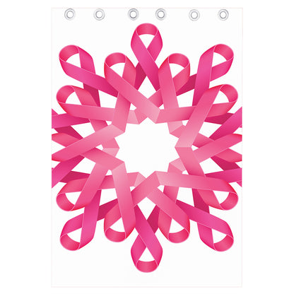 Pink Breast Cancer Ribbon Flower Print Curtain