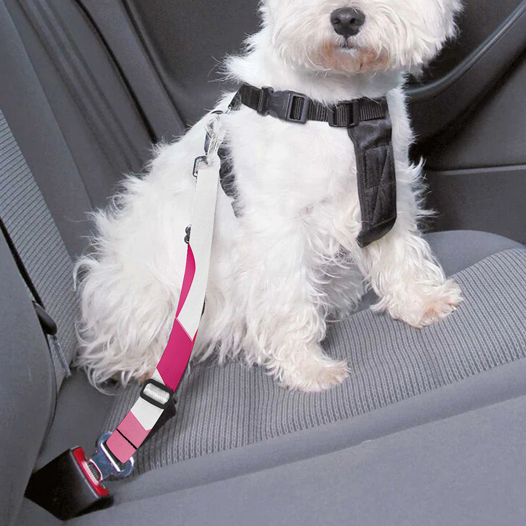 Pink Breast Cancer Ribbon Flower Print Dog Seat Belt