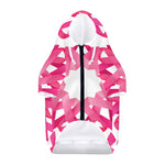 Pink Breast Cancer Ribbon Flower Print Dog Zip Up Hoodie