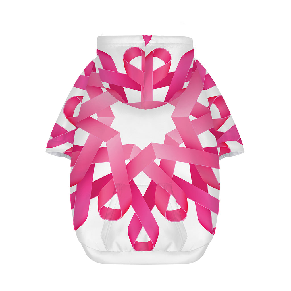Pink Breast Cancer Ribbon Flower Print Dog Zip Up Hoodie
