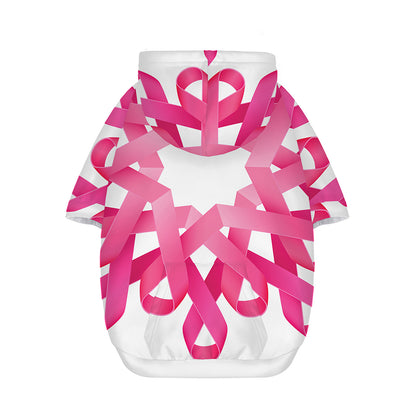 Pink Breast Cancer Ribbon Flower Print Dog Zip Up Hoodie