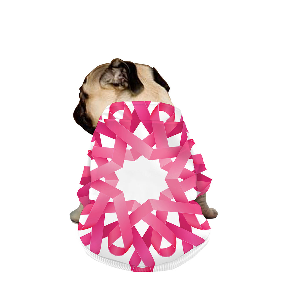 Pink Breast Cancer Ribbon Flower Print Dog Zip Up Jacket