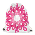 Pink Breast Cancer Ribbon Flower Print Drawstring Bag