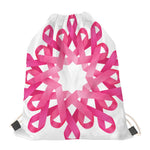 Pink Breast Cancer Ribbon Flower Print Drawstring Bag
