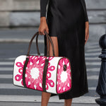 Pink Breast Cancer Ribbon Flower Print Duffle Bag