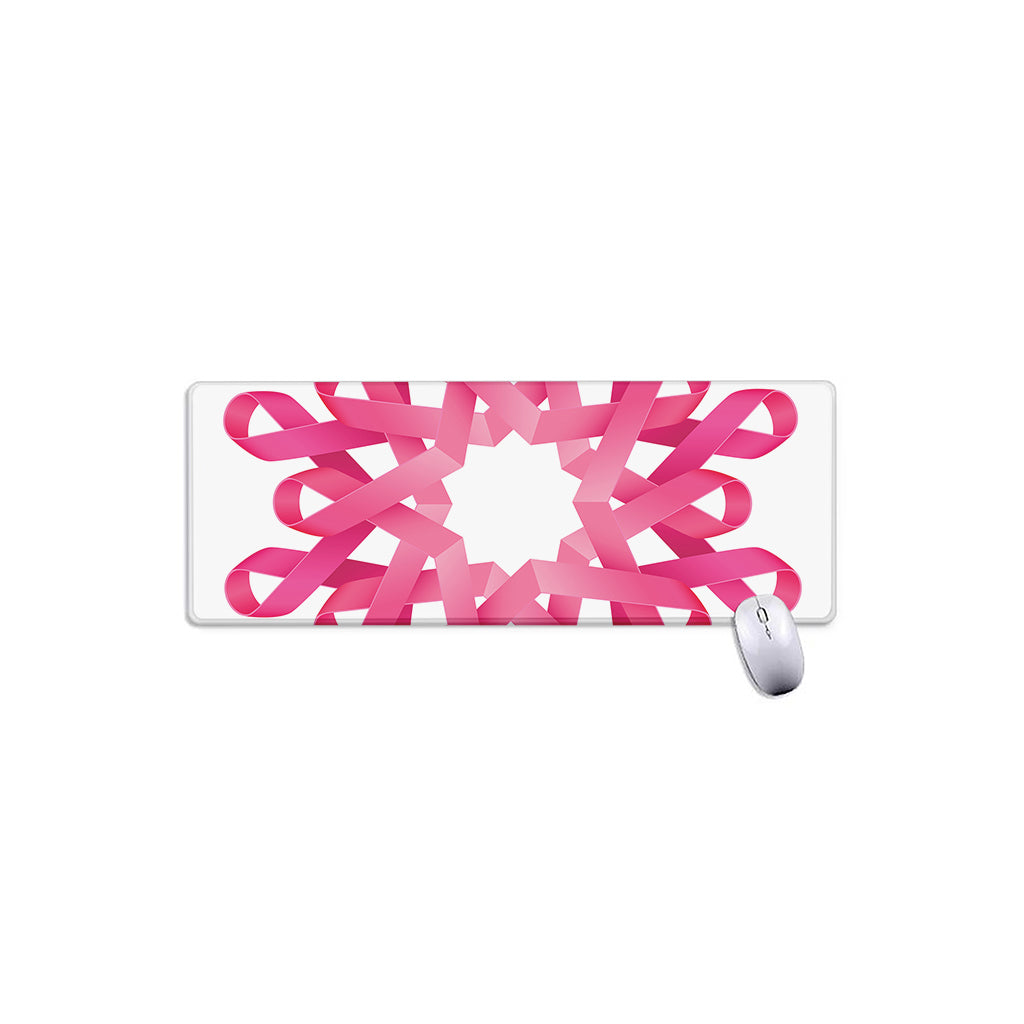 Pink Breast Cancer Ribbon Flower Print Extended Mouse Pad