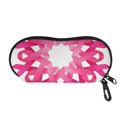 Pink Breast Cancer Ribbon Flower Print Glasses Case