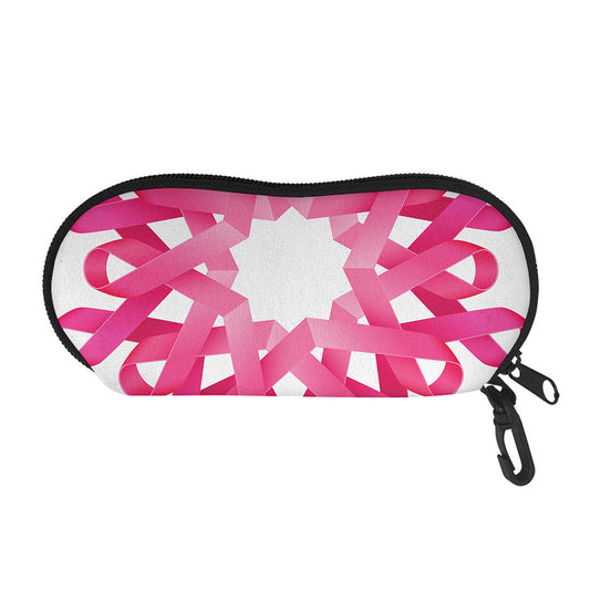 Pink Breast Cancer Ribbon Flower Print Glasses Case