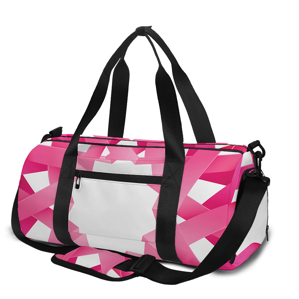 Pink Breast Cancer Ribbon Flower Print Gym Bag