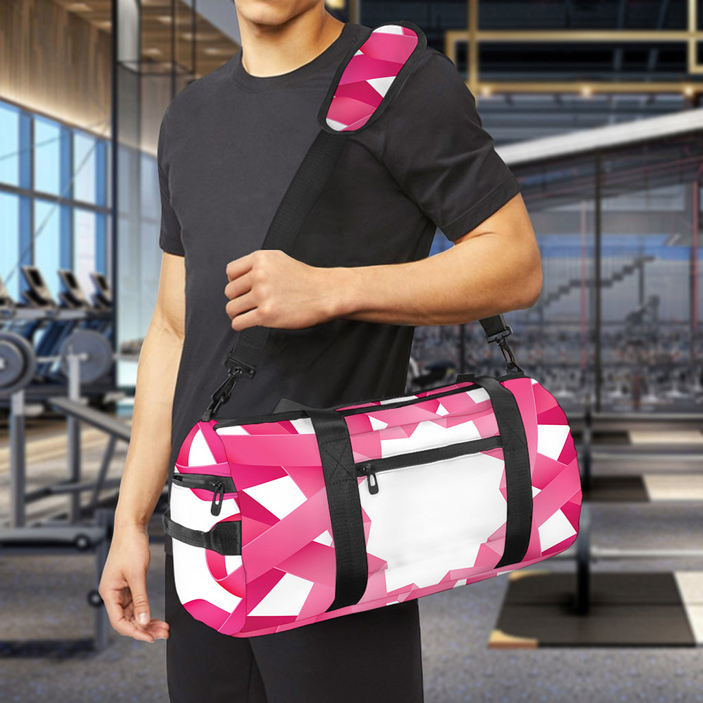 Pink Breast Cancer Ribbon Flower Print Gym Bag