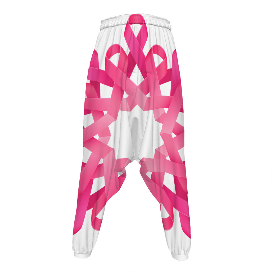 Pink Breast Cancer Ribbon Flower Print Hammer Pants