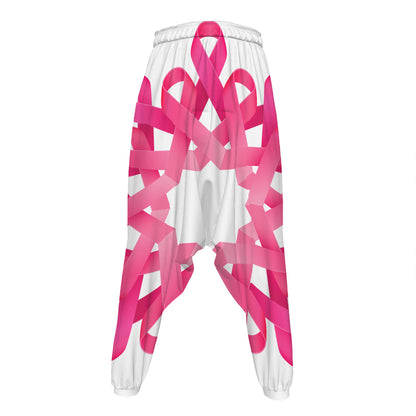 Pink Breast Cancer Ribbon Flower Print Hammer Pants