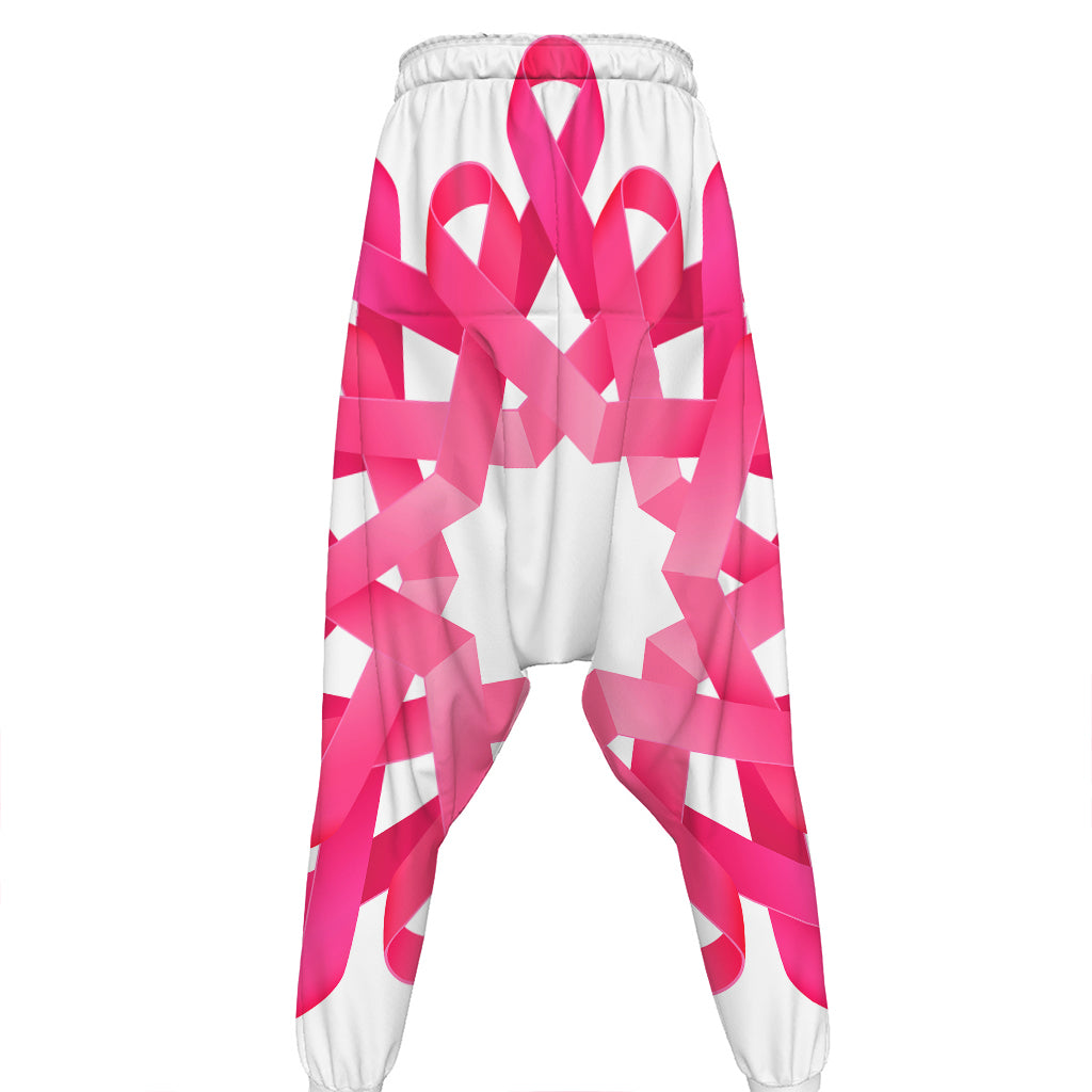 Pink Breast Cancer Ribbon Flower Print Hammer Pants