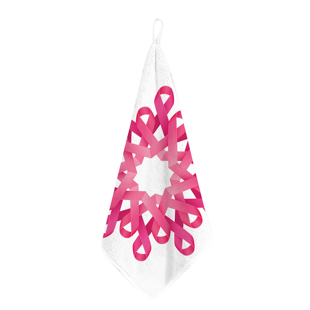 Pink Breast Cancer Ribbon Flower Print Hand Towel