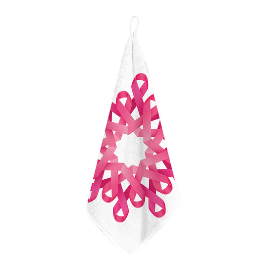 Pink Breast Cancer Ribbon Flower Print Hand Towel