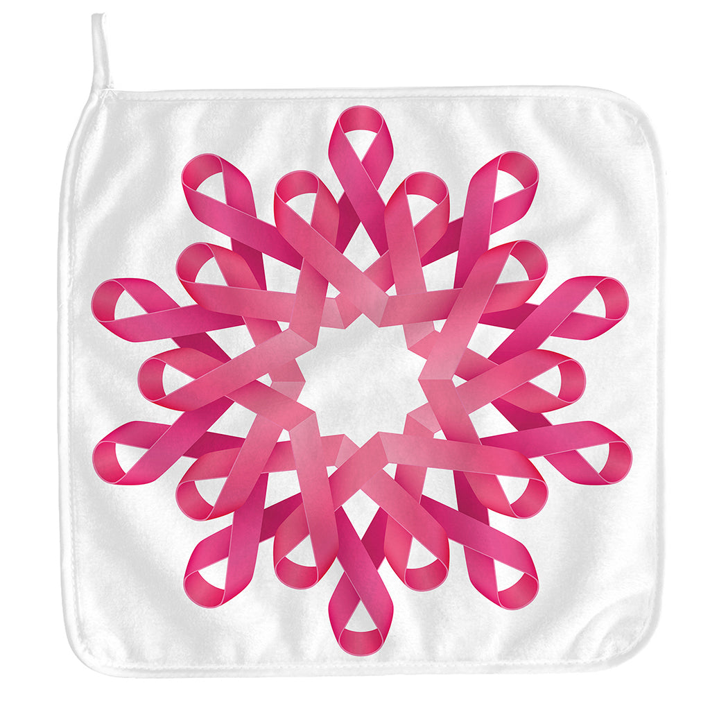 Pink Breast Cancer Ribbon Flower Print Hand Towel