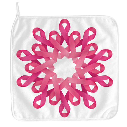 Pink Breast Cancer Ribbon Flower Print Hand Towel