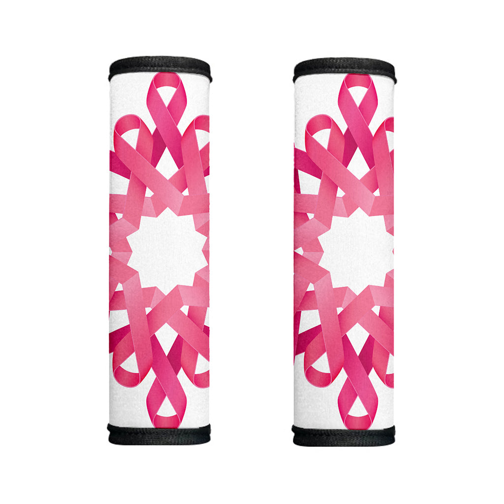 Pink Breast Cancer Ribbon Flower Print Handle Covers
