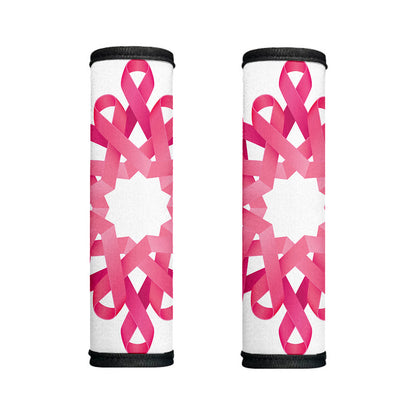 Pink Breast Cancer Ribbon Flower Print Handle Covers