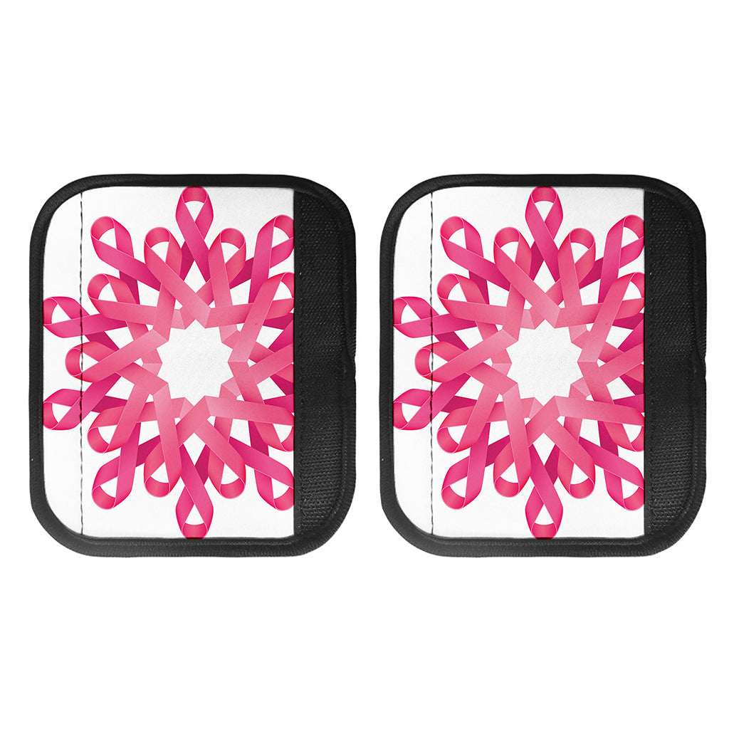 Pink Breast Cancer Ribbon Flower Print Handle Covers